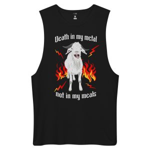 "Death in my metal, not in my meals" tank top